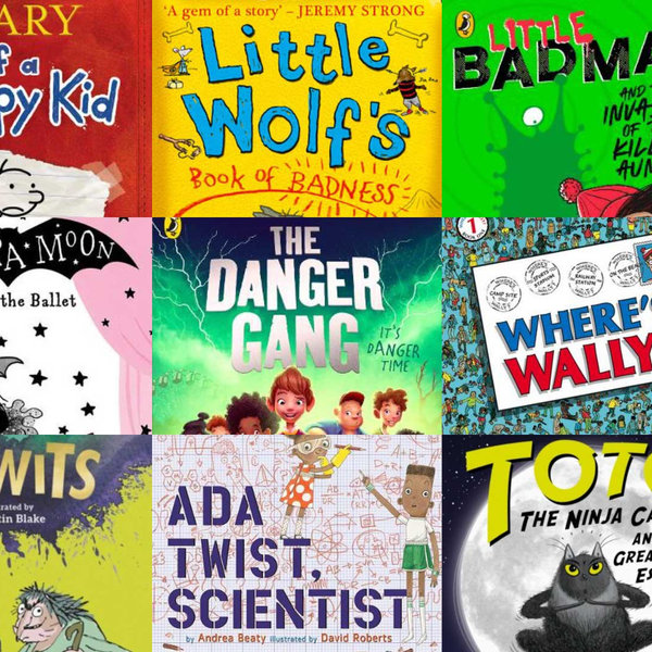Non-fiction nature books for children stacked on a table