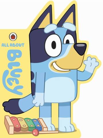 Bluey: All About Bluey : A Bluey-Shaped Board Book — children's book at the Tiny Bloom bookshop in Frinton-on-Sea
